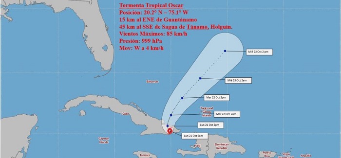 Oscar con muy lento movimiento sobre el oriente cubano: Reportan lluvias significativas