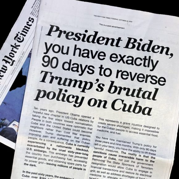 The People‚Äôs Forum publica carta en The New York Times a Biden: ¬°Deja vivir a Cuba!